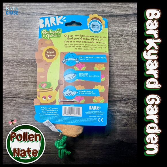 Bark Box Pollen Nate Dog Toy Xs S Bumble Bee Flying Flower Tug Squeaky Garden - Picture 8 of 9